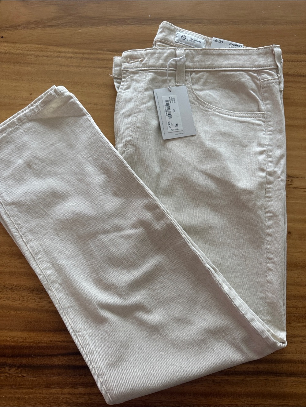 NWT AG Everett Denim in Natural  Slin Straight, 36x30